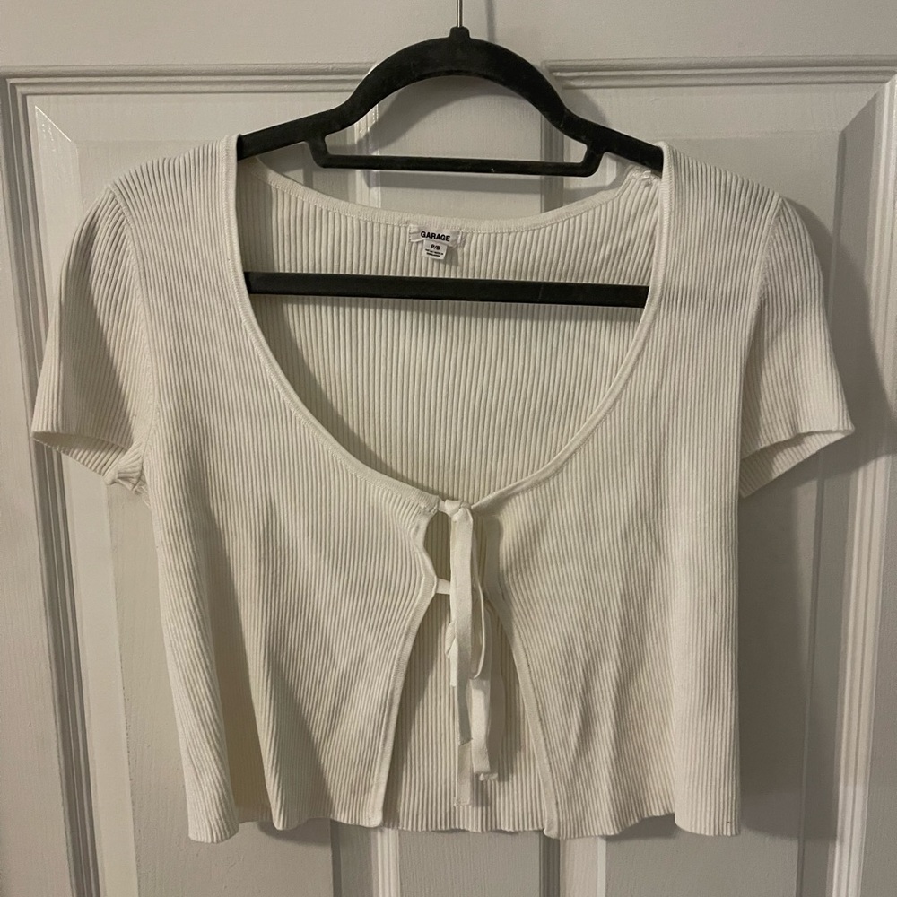 White Tshirt with Ties, open slit in middle
